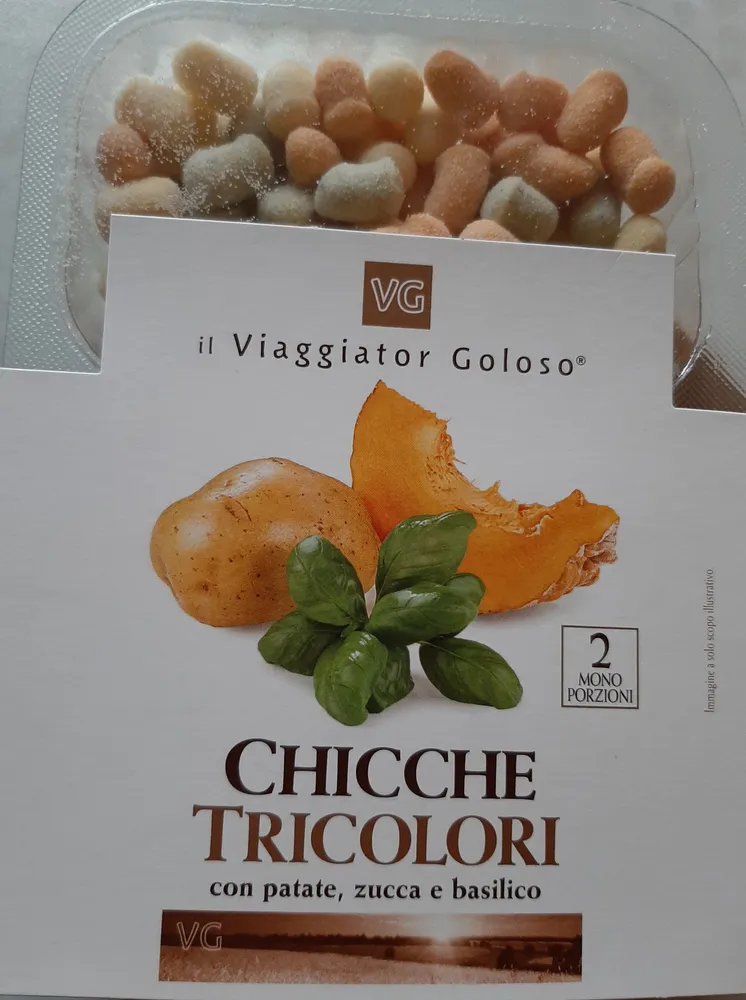 Chicche tricolori con patate, zucca e basilico