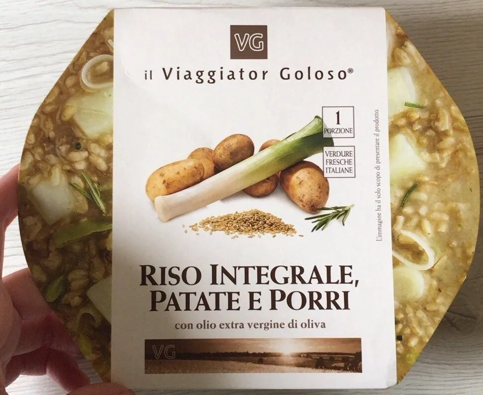 Riso integrale, patate e porri