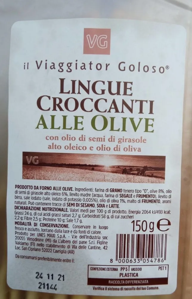 Lingue croccanti alle olive