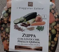Zuppa con lenticchie, piselli e quinoa