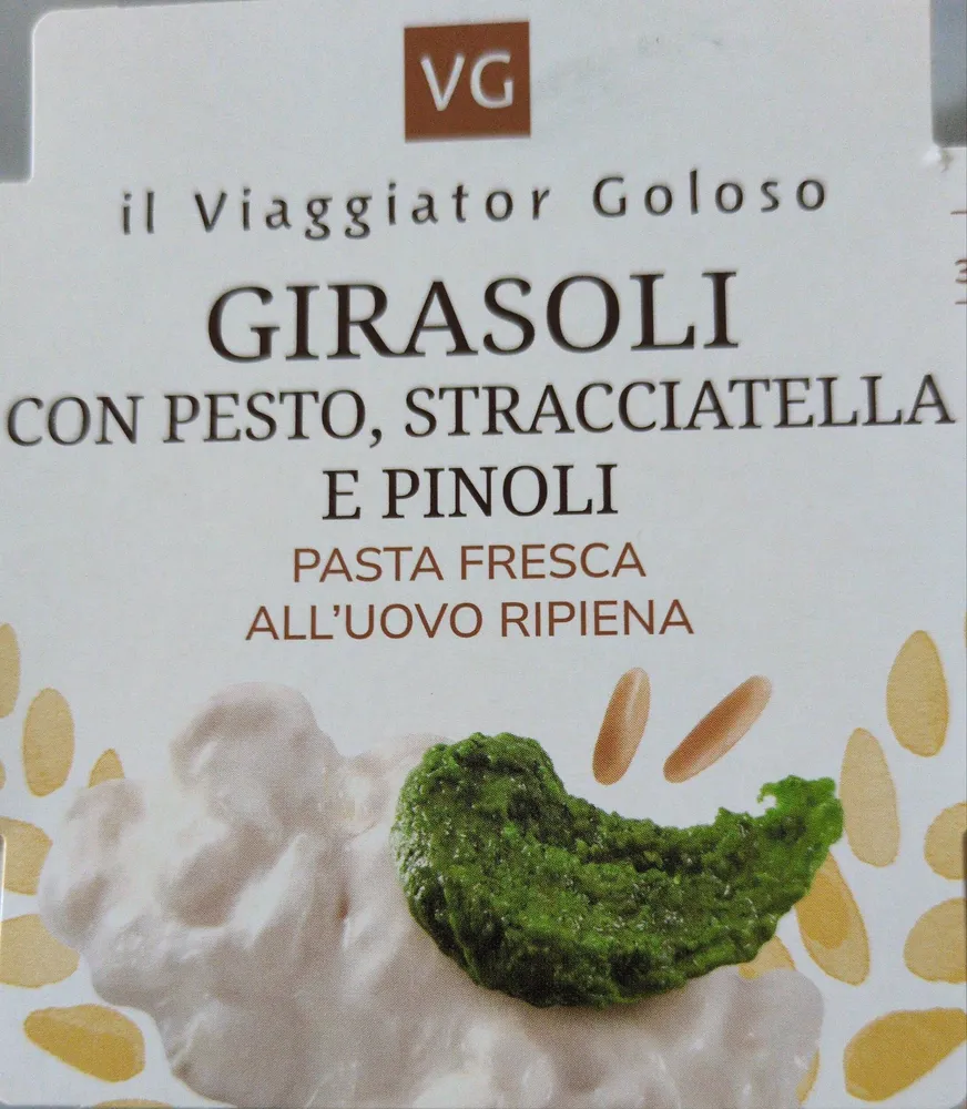 Girasoli con pesto, stracciatella e pinoli