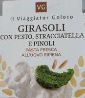 Girasoli con pesto, stracciatella e pinoli