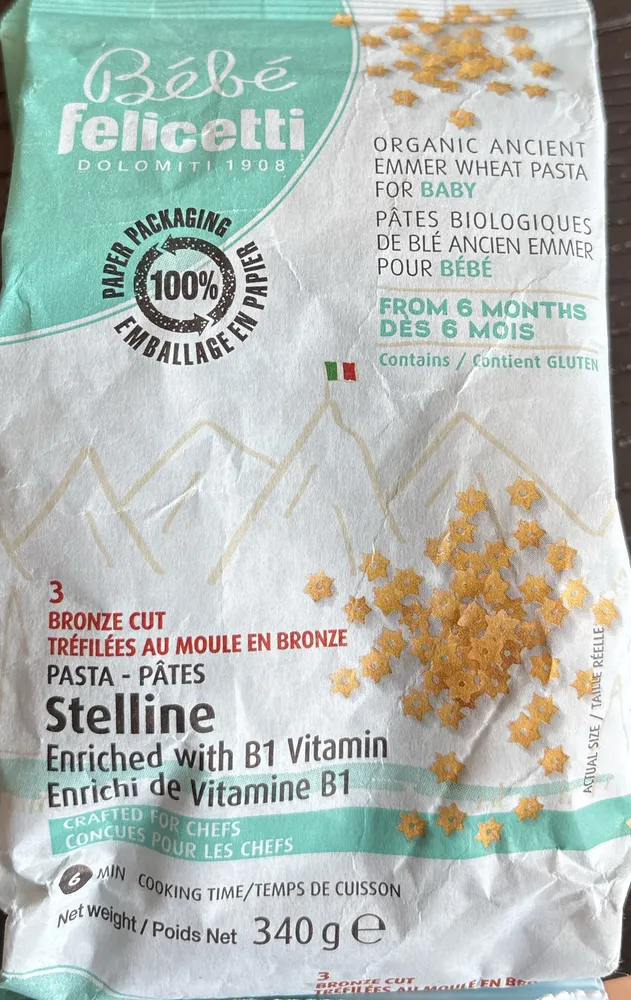 Pâtes de blé ancient Emmer pour bébé