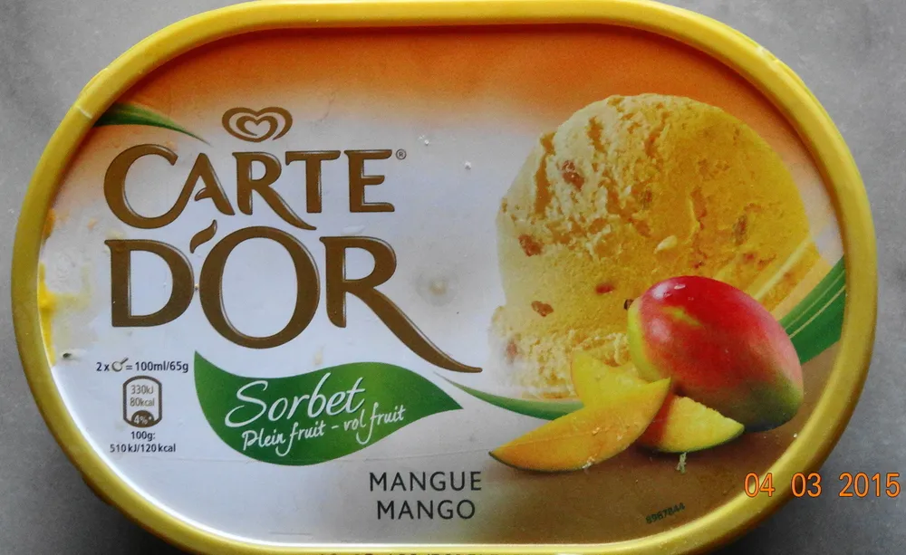 Sorbet, Plein fruit-Vol fruit, Mangue Mango