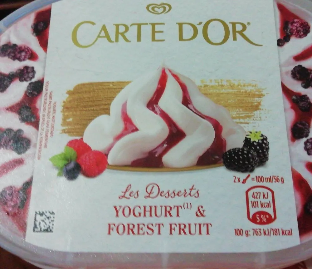 Helado de yogur y frutas del bosque tarrina