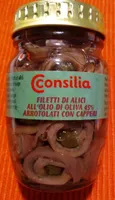 Filetti di Alici all'olio di oliva 45% arrotolati con capperi