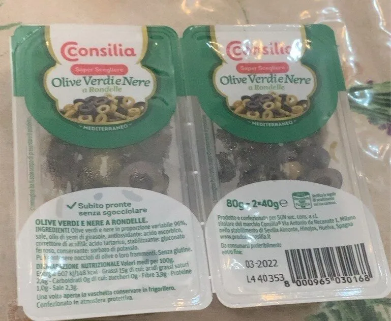 olive verdi e nere a rondelle