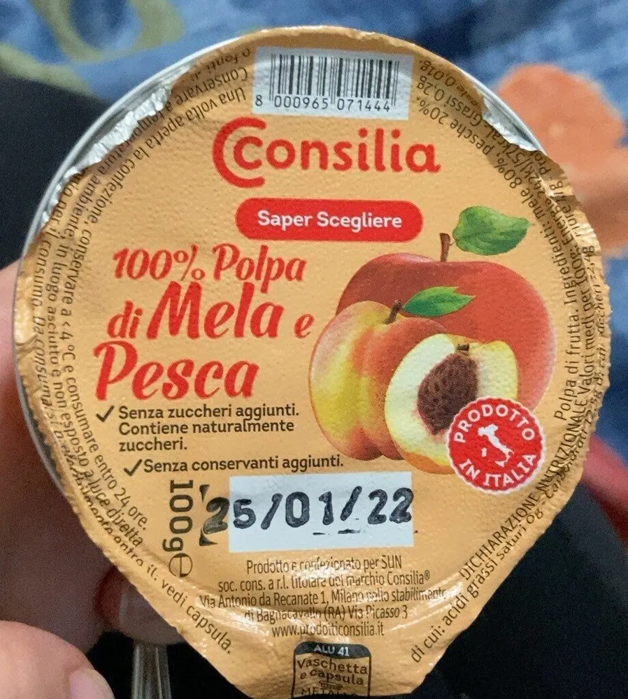 100% polpa di mela e pesca