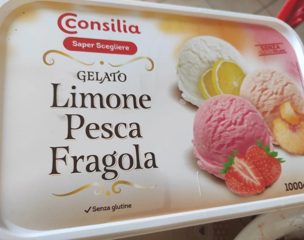 gelato limone,pesca , fragola