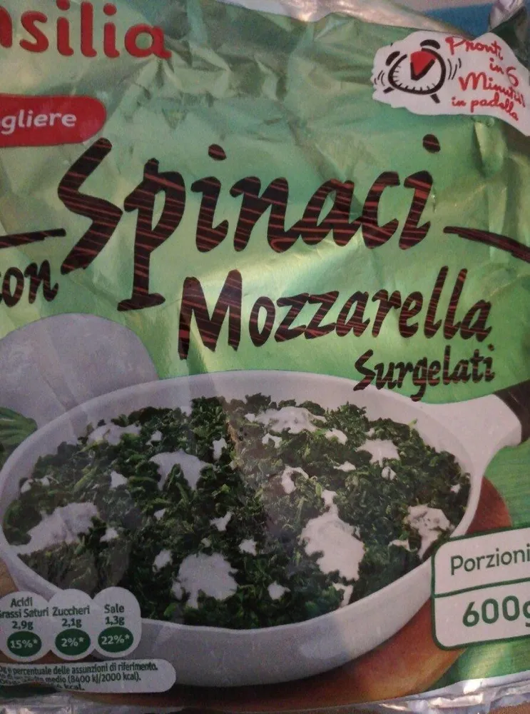 Spinaci con mozzarella surgelati