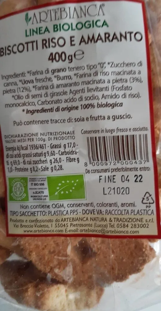 Biscotto riso e amaranto
