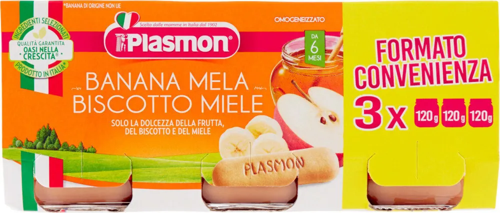 Banana mela biscotto miele omogeneizzato