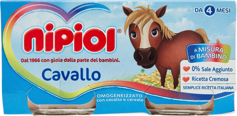 Cavallo omogeneizzato con cavallo e cereale