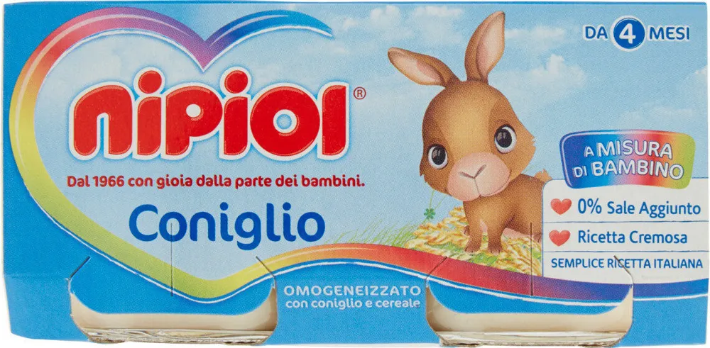 Coniglio omogeneizzato con coniglio e cereale