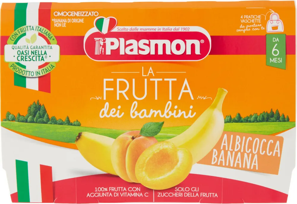 La frutta dei bambini albicocca banana omogeneizzato