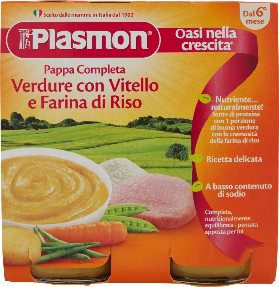 Pappa completa verdure con vitello e farina di riso