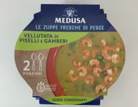 Vellutata di piselli e gamberi