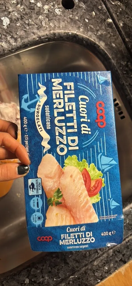 Cuori di filetti di merluzzo sudafricano surgelati
