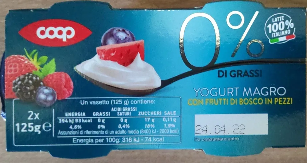 Yogurt Magro con Frutti di Bosco in Pezzi
