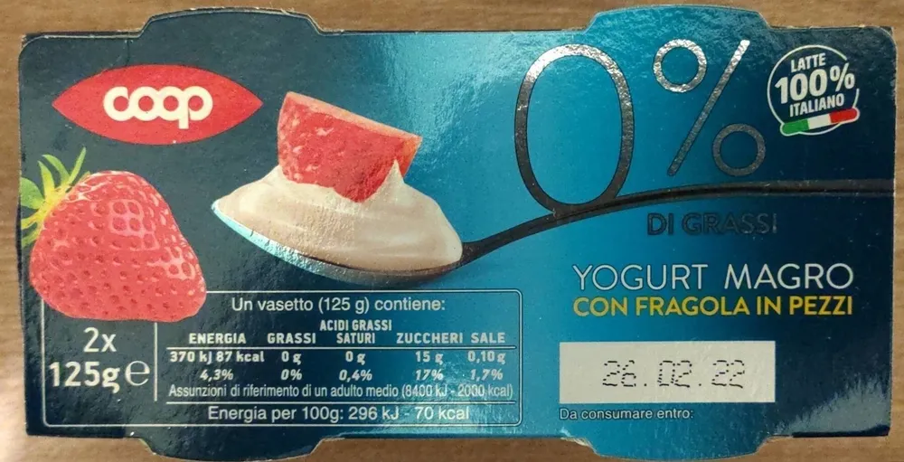 Yogurt Magro con Fragola in Pezzi