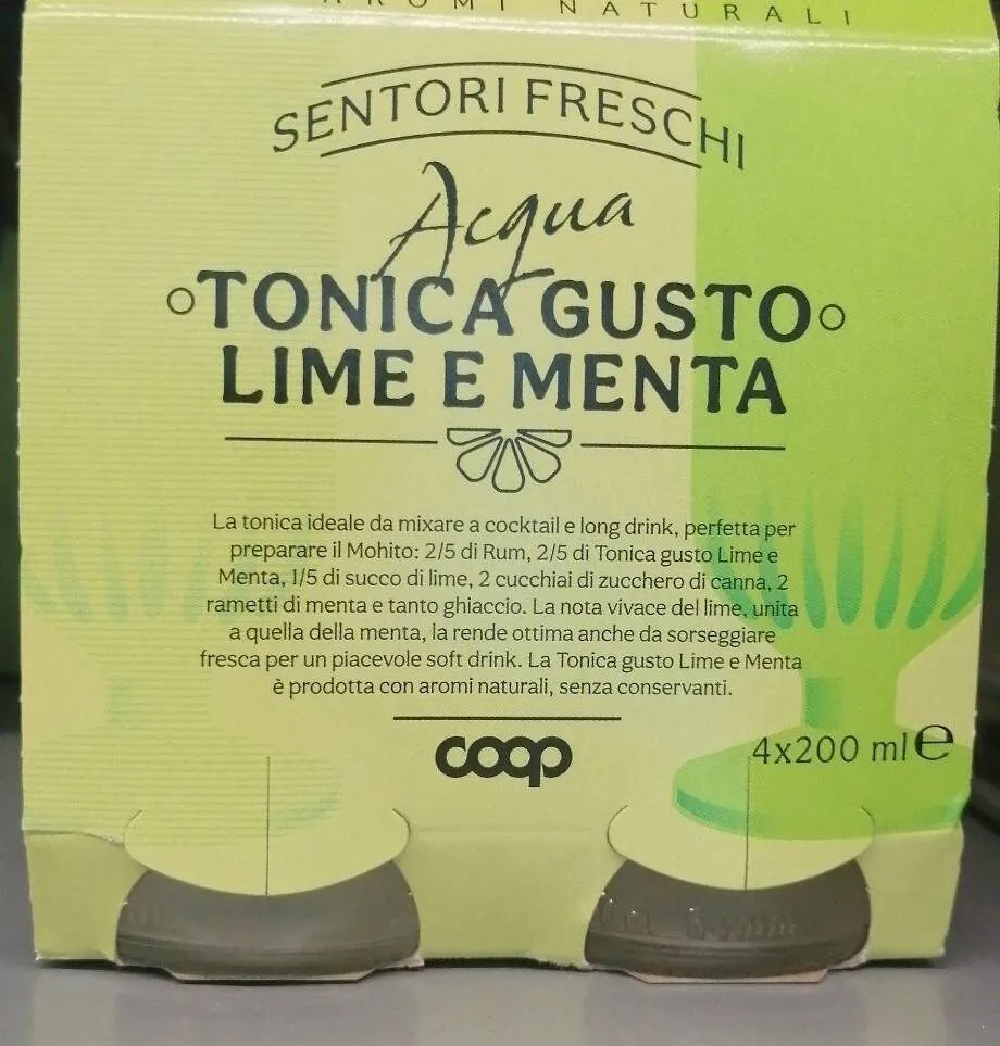 Acqua tonica gusto lime e menta