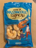 Code di mazzancolle tropicali sgusciate e scottate