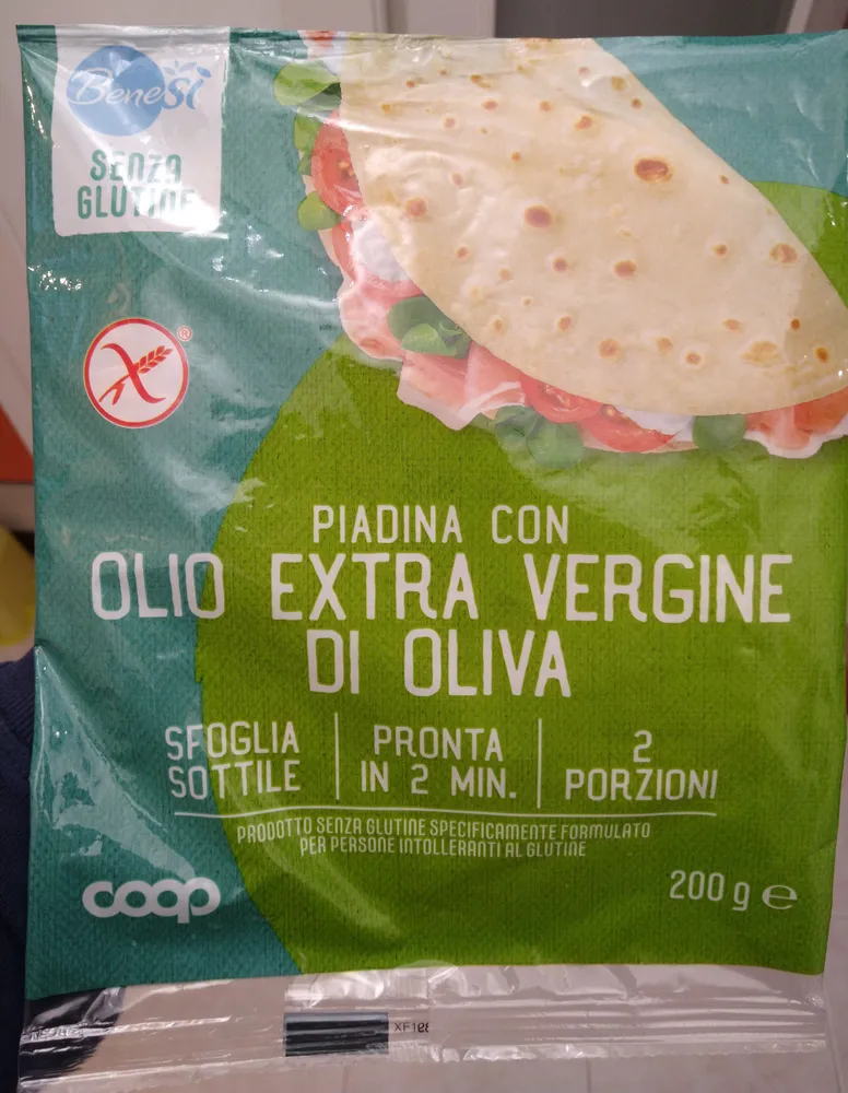 Piadina senza glutine con olio extra vergine d'oliva