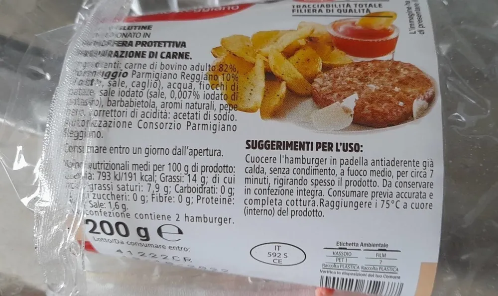 Hamburger di bovino con parmigiano reggiano