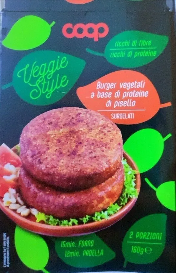 Burger vegetali a base di proteine di pisello