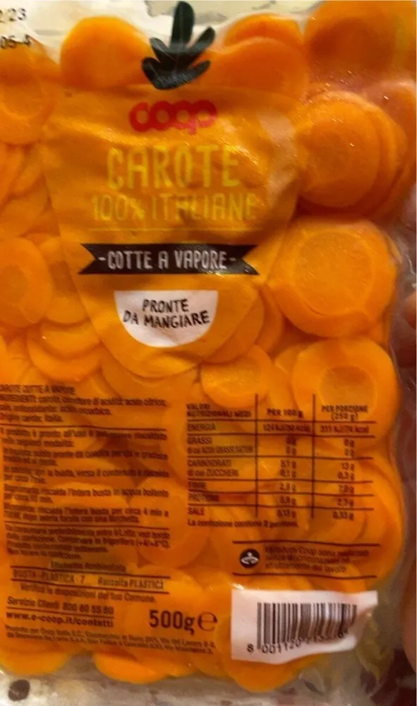 Carote cotte al vapore