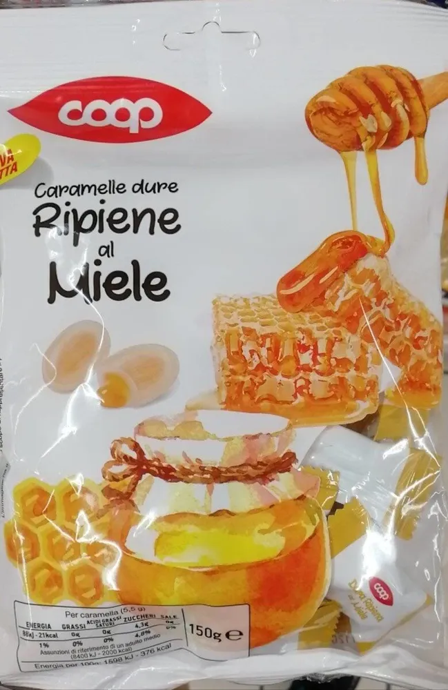 Caramelle dure ripiene di miele