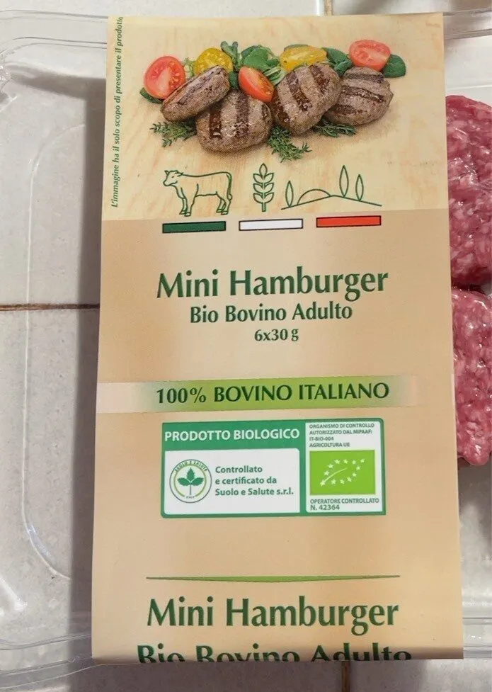 Mini hamburger bio di bovino adulto
