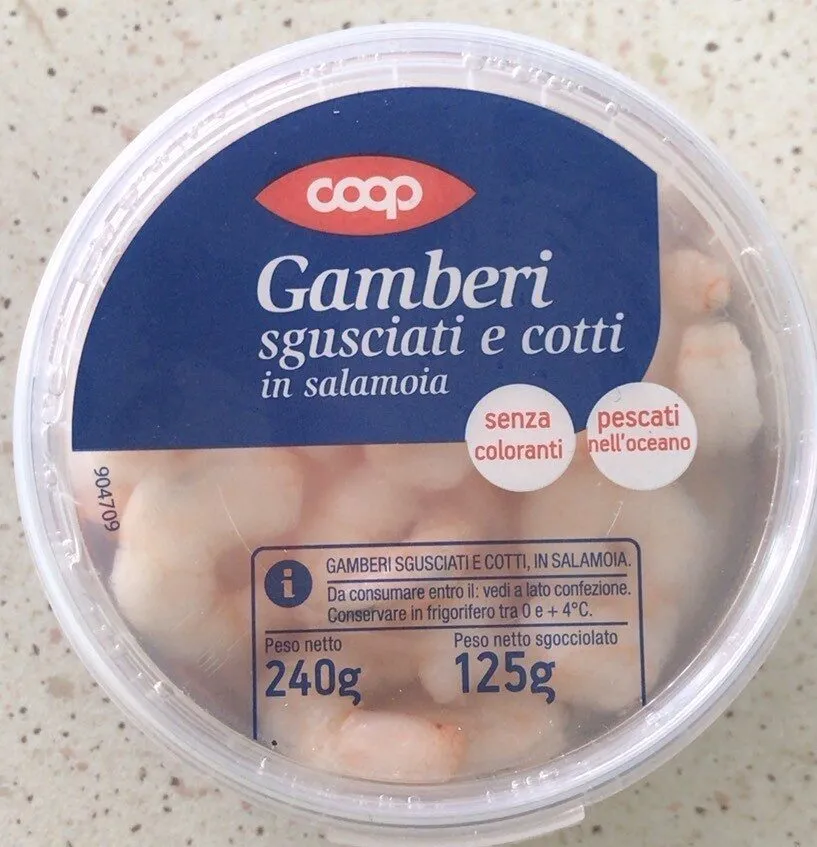 Gamberi sgusciati e cotti in salamoia