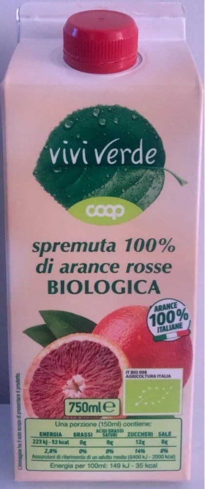 Spremuta100% di arance rosse biologica