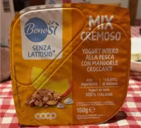 Mix cremoso yogurt intero alla pesca con mandorle croccanti