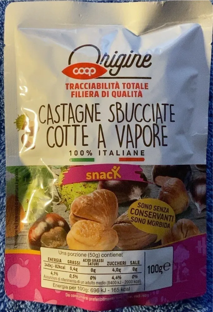 Castagne sbucciate cotte a vapore