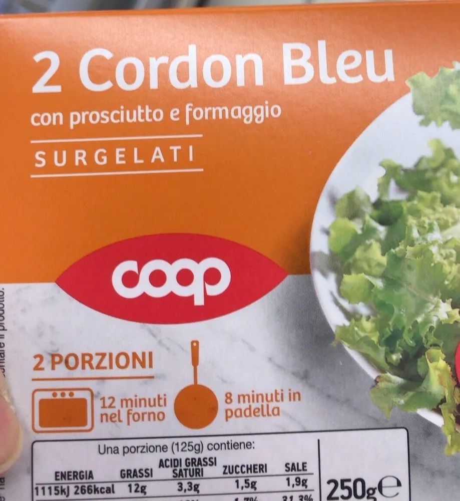 2 Cordon bleu con prosciutto e formaggio surgelati