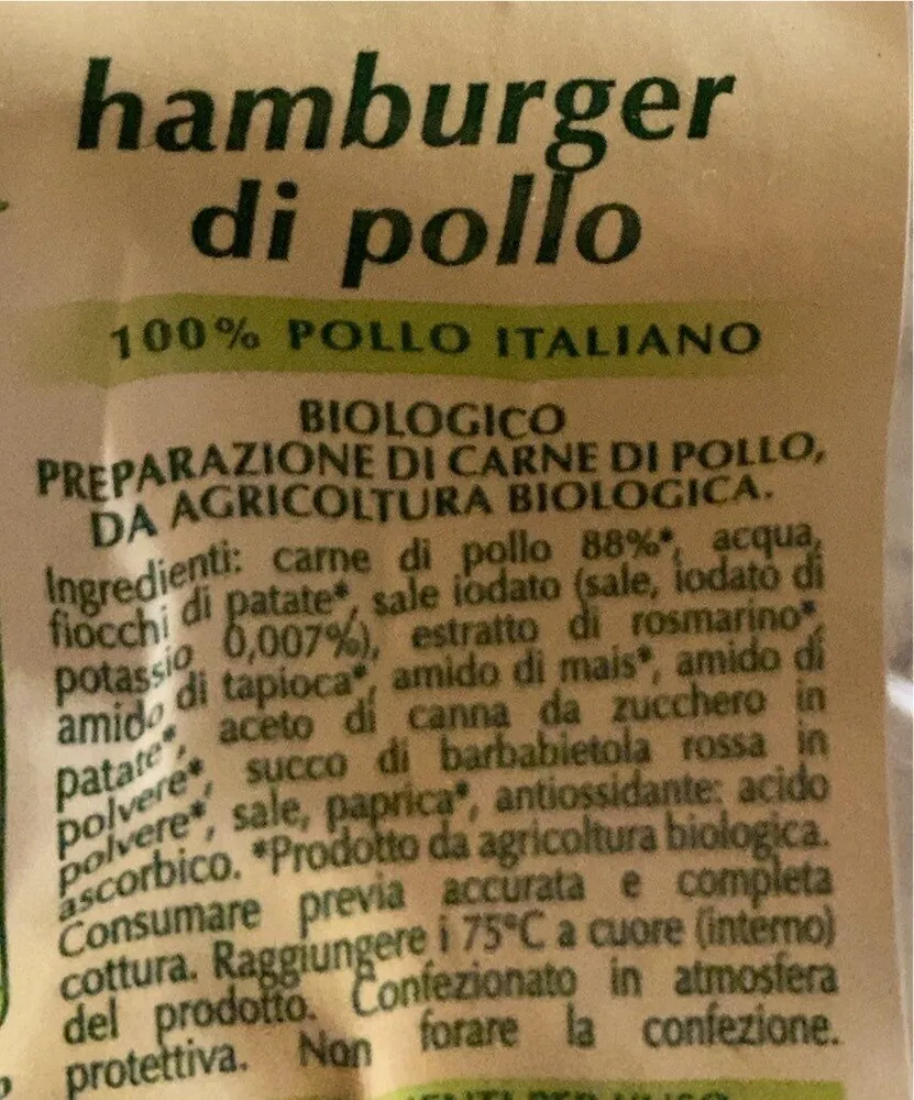 Hamburger pollo Biologico