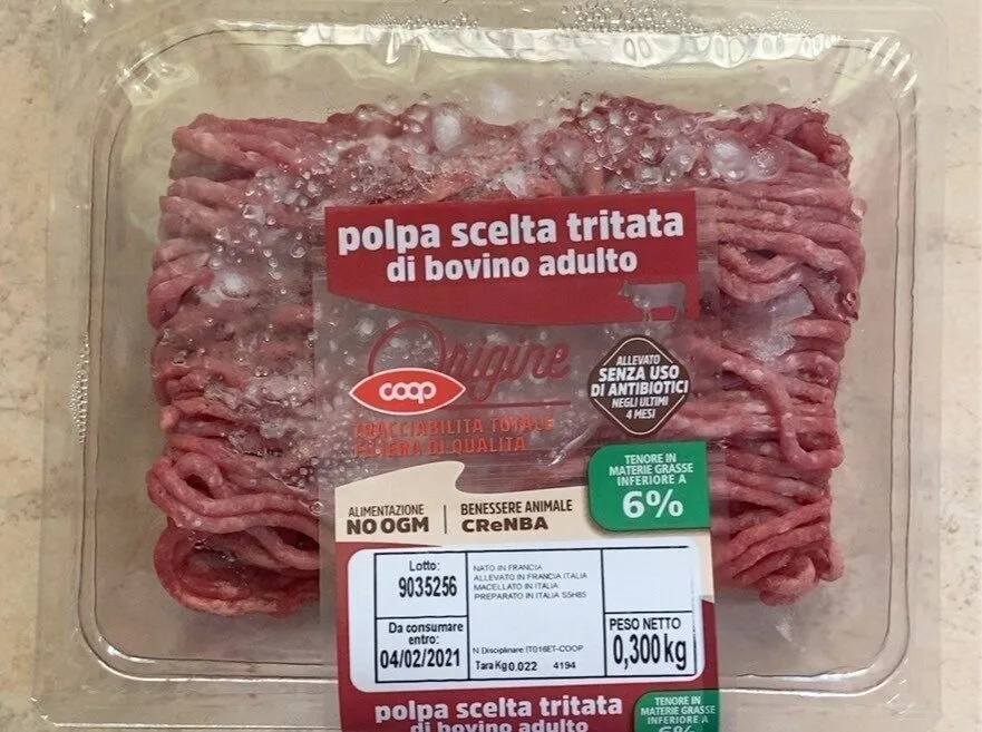 Polpa scelta tritata di bovino adulto
