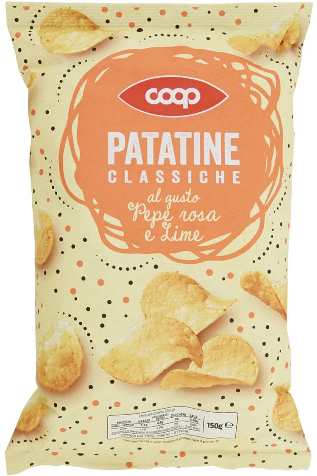 Patatine classiche al gusto Pepe rosa e Lime
