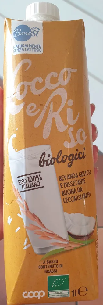 Bevanda biologica a base di cocco e riso