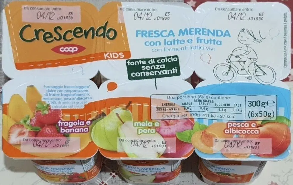 kids fresca merenda con latte e frutta