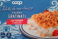 Filetti di merluzzo d’alaska gratinati con pomodoro e basilico