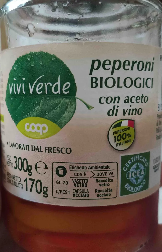 Peperoni biologici con aceto di vino