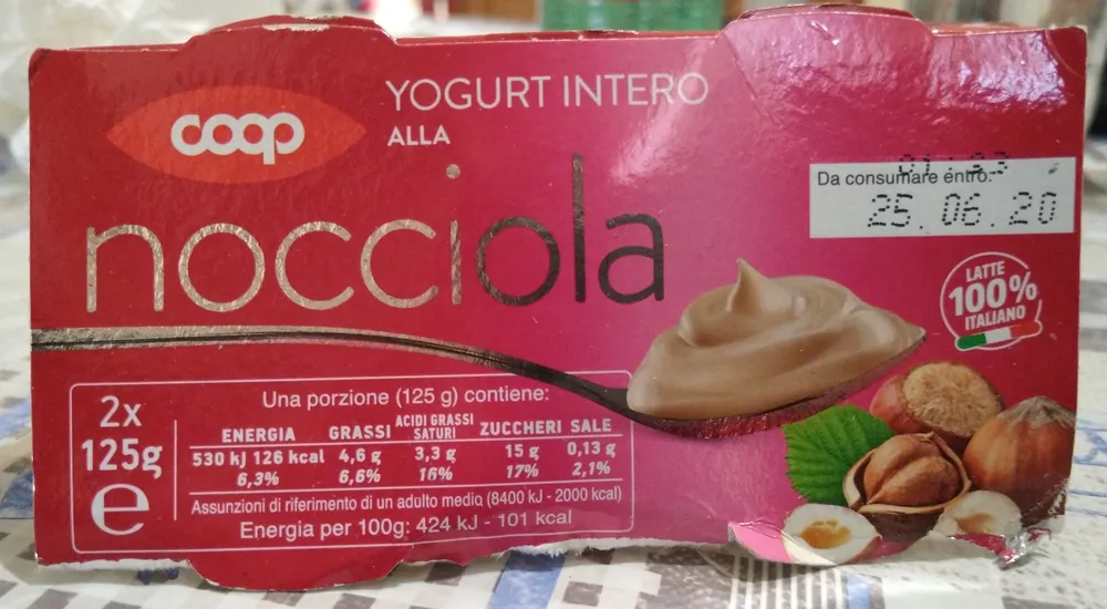 yogurt intero alla nocciola