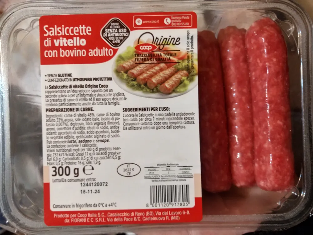 salsiccette di vitello con bovino adulto