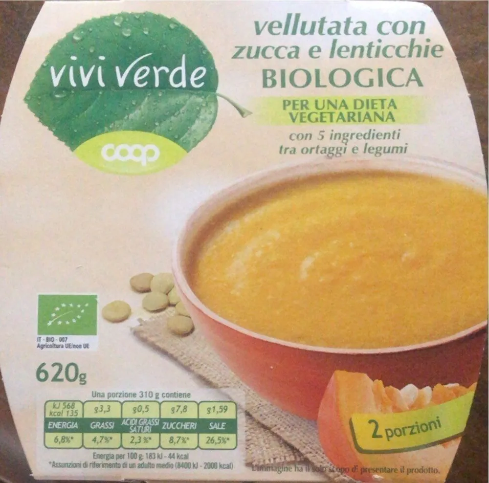 vellutata con zucca e lenticchie