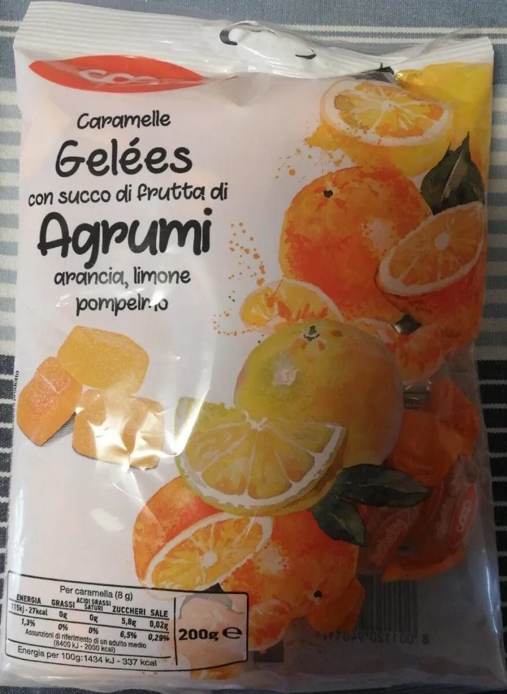 Caramelle gelèes con succo di frutta di agrumi