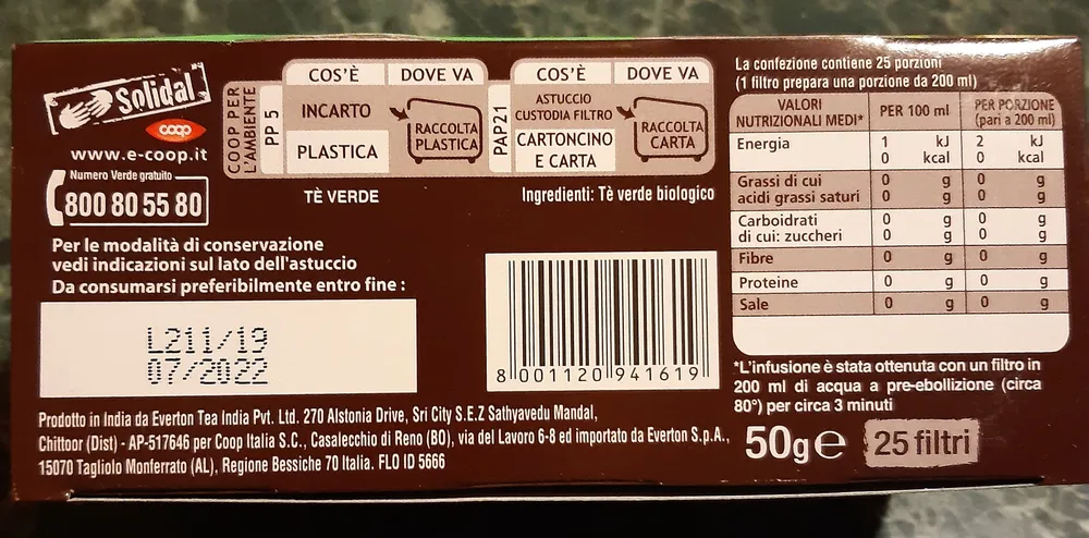 Tè verde biologico