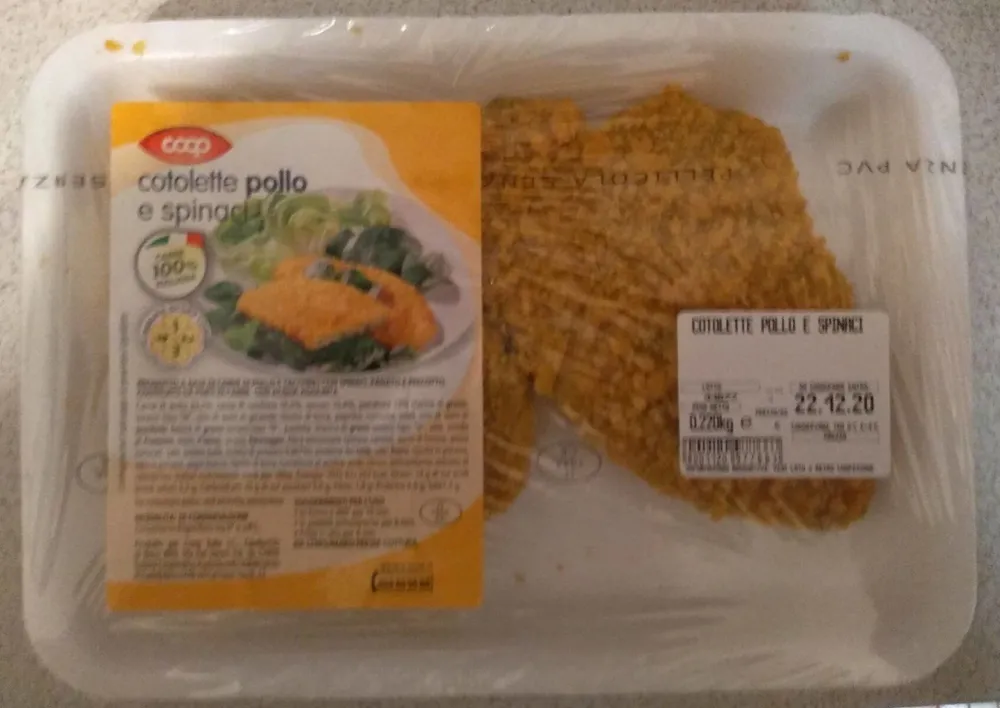 Cotolette pollo e spinaci